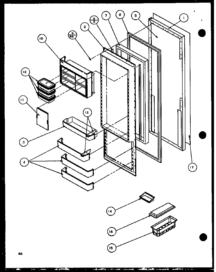 REF DOOR Diagram and Parts List for SLD25JP P1116505W Amana Refrigerator