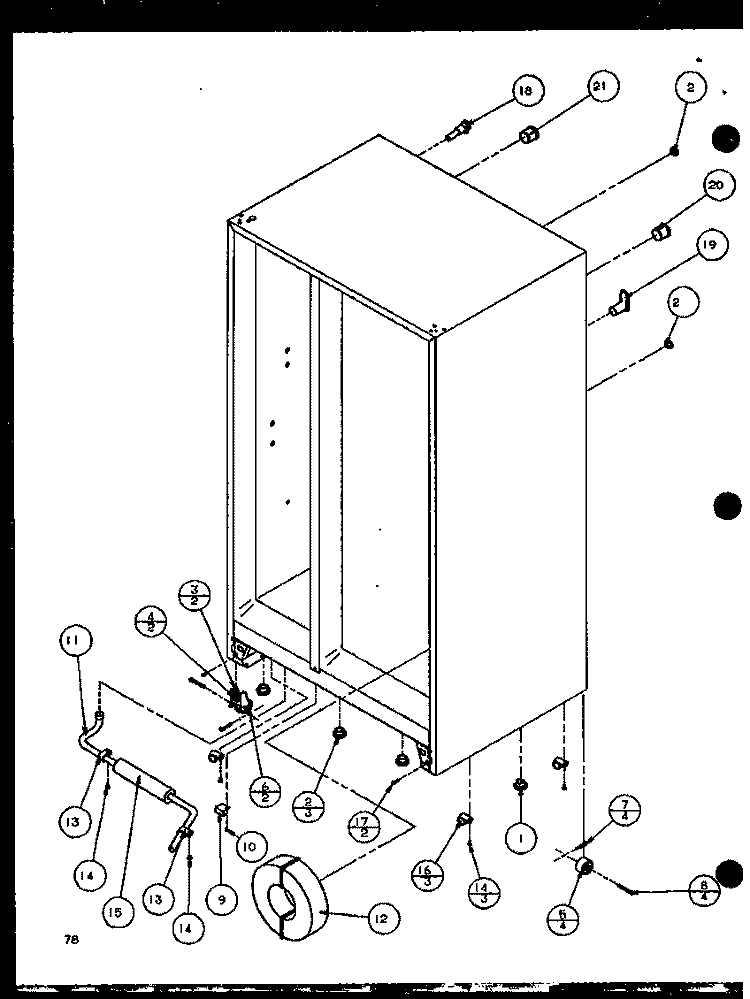 DRAIN AND ROLLERS Diagram and Parts List for SLD25JP P1116505W Amana Refrigerator