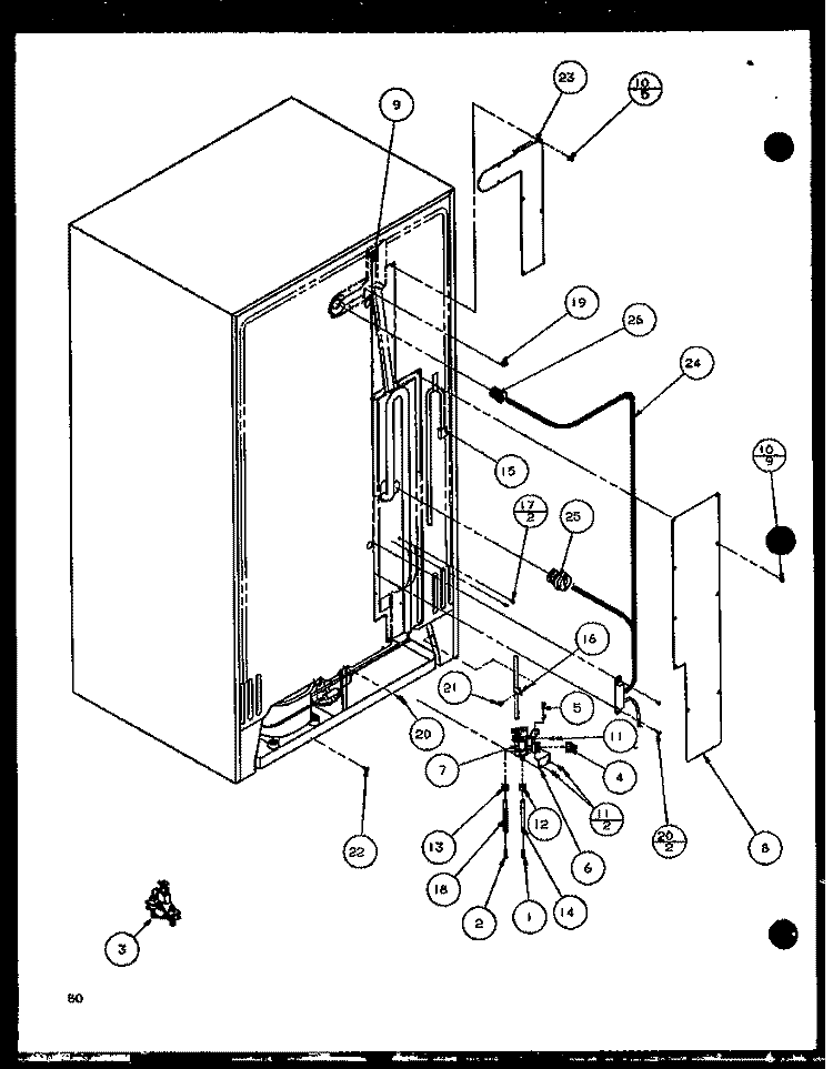 CABINET BACK Diagram and Parts List for SLD25JP P1116505W Amana Refrigerator