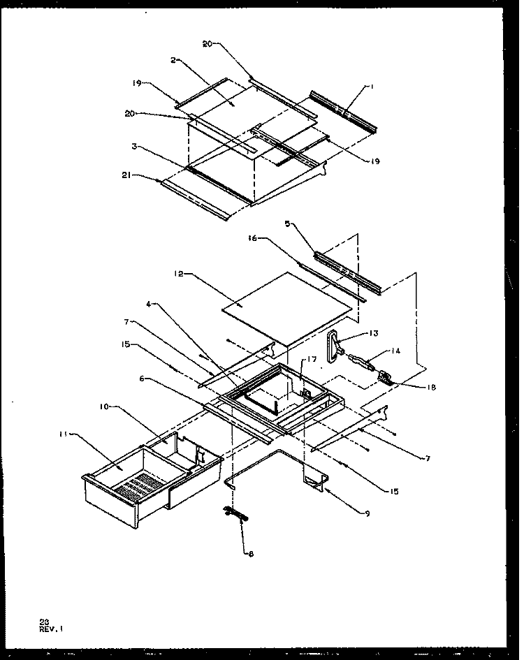 REF SHELVING AND DRAWERS Diagram and Parts List for SZD22NL P1162401W L Amana Refrigerator