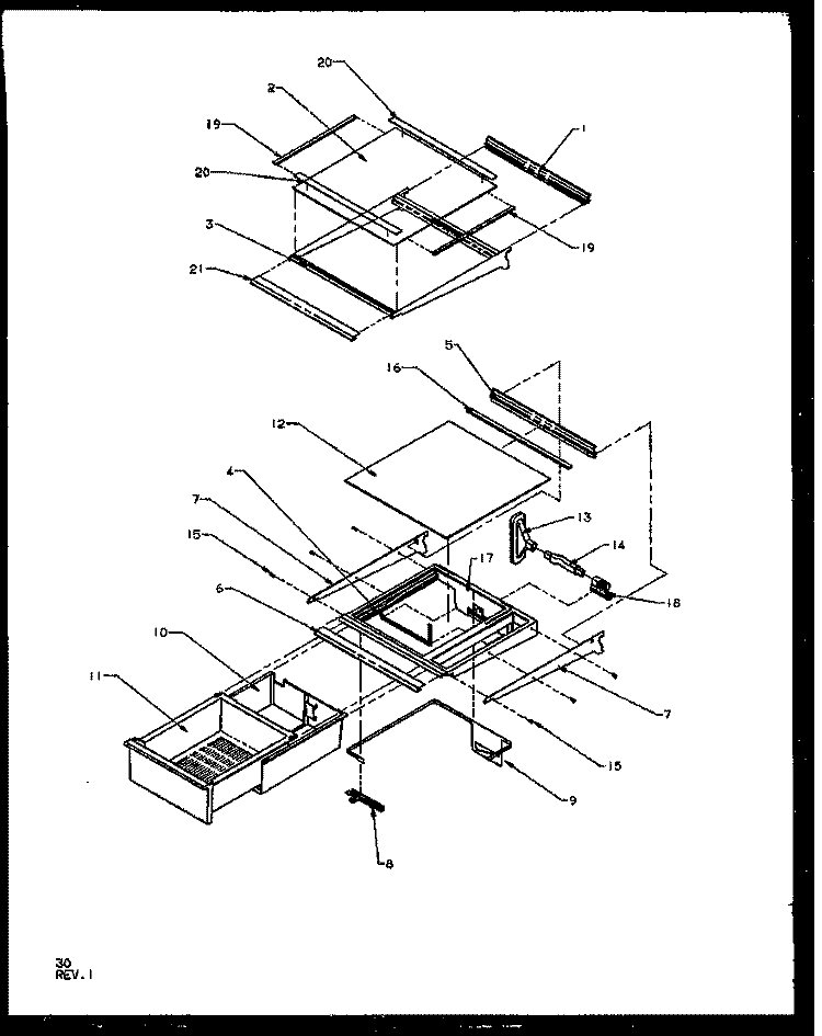 REF SHELVING AND DRAWERS Diagram and Parts List for SQD25NBE P1162402W E Amana Refrigerator