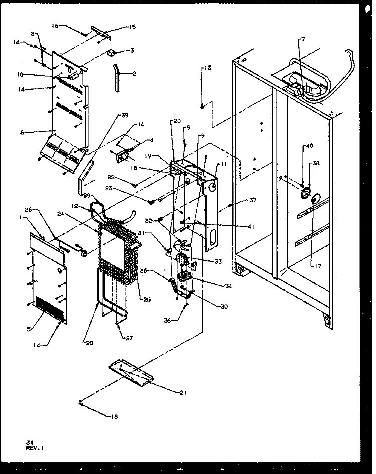 EVAP AND AIR HANDLING Diagram and Parts List for SQD25NBE P1162402W E Amana Refrigerator