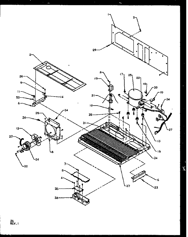 MACHINE COMPARTMENT Diagram and Parts List for SQD25NBE P1162402W E Amana Refrigerator