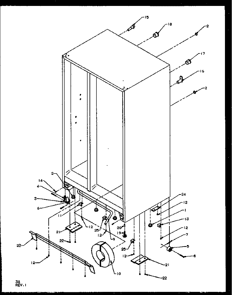 DRAIN AND ROLLERS Diagram and Parts List for SQD25NBE P1162402W E Amana Refrigerator