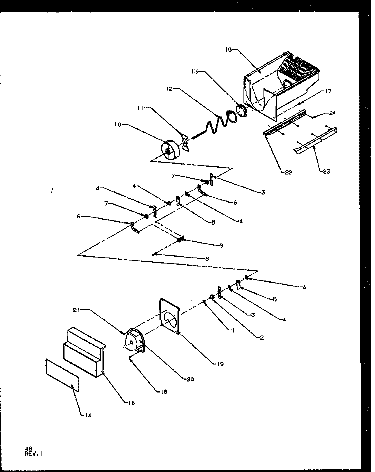 CRUSHED ICE BUCKET Diagram and Parts List for SQD25NBE P1162402W E Amana Refrigerator