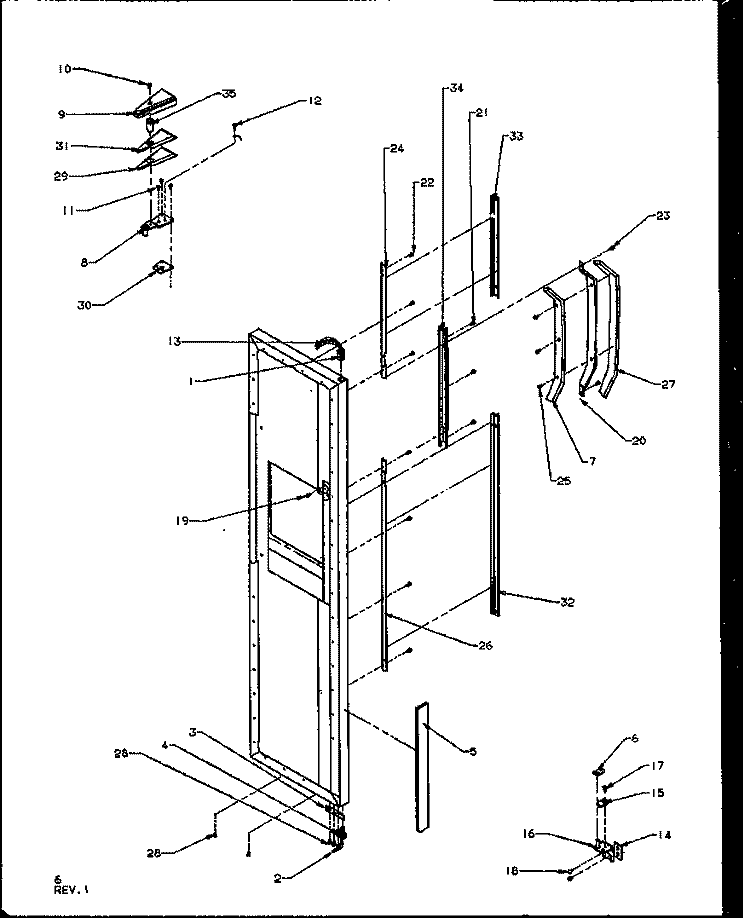 FZ DOOR HINGE AND TRIM PARTS Diagram and Parts List for SQD25NB2W P1162425W W Amana Refrigerator