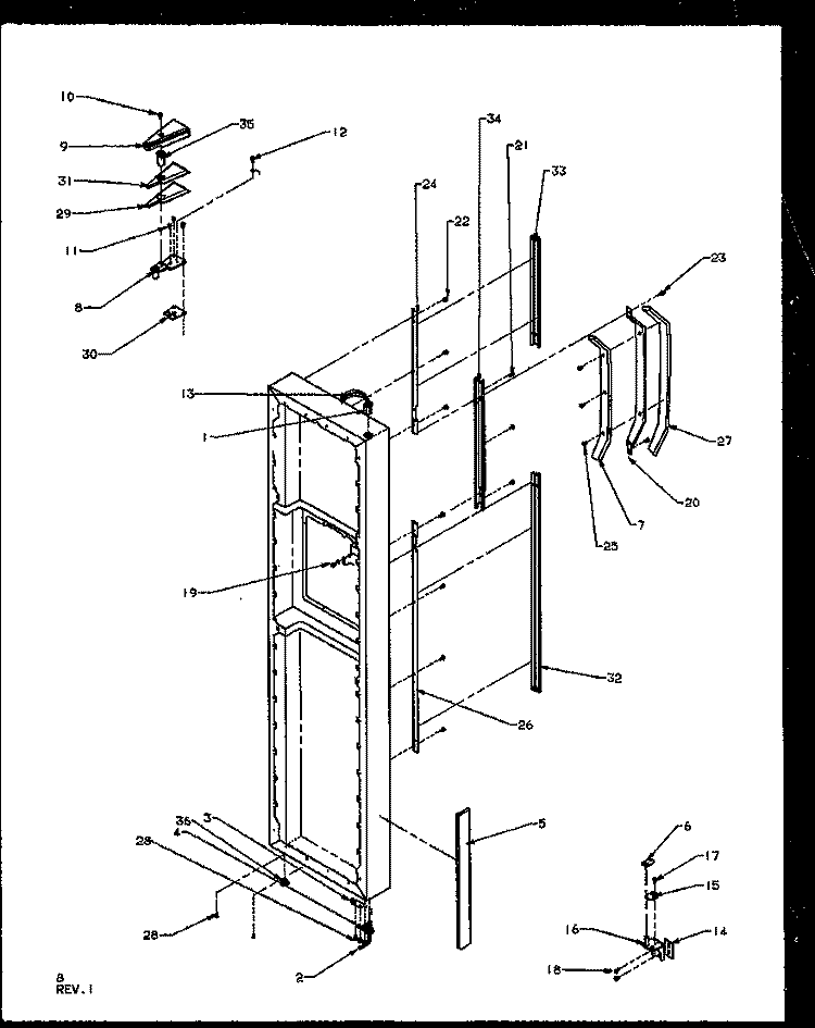 FZ DOOR HINGE AND TRIM PARTS Diagram and Parts List for SZD27NE P1162404W E Amana Refrigerator