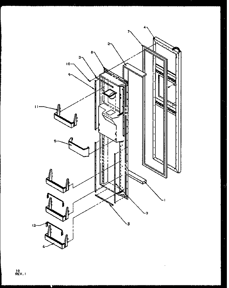 FZ DOOR Diagram and Parts List for SQD25NB2W P1162425W W Amana Refrigerator