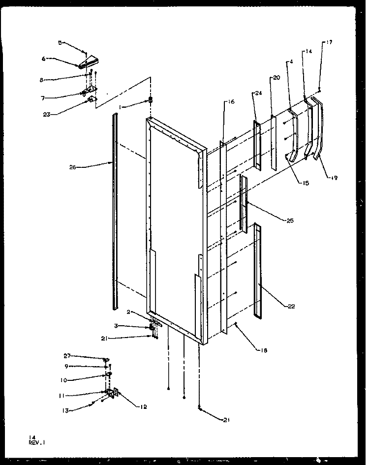 REF DOOR HINGE AND TRIM PARTS Diagram and Parts List for SQD25NB2W P1162425W W Amana Refrigerator