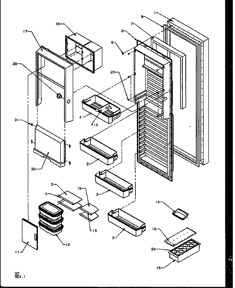 REF DOOR Diagram and Parts List for SZD27NE P1162404W E Amana Refrigerator