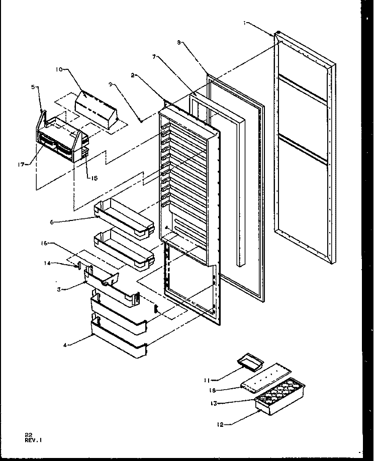 REF DOOR Diagram and Parts List for SQD25NB2W P1162425W W Amana Refrigerator