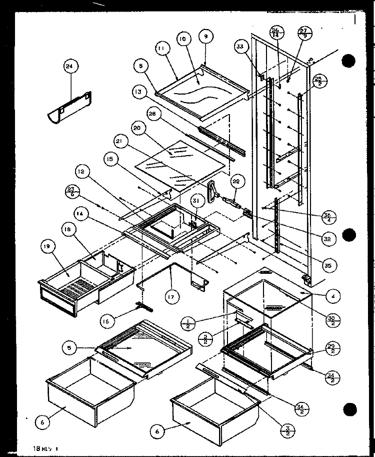 REF SHELVING AND DRAWERS Diagram and Parts List for SZD22ML P1120810W L Amana Refrigerator