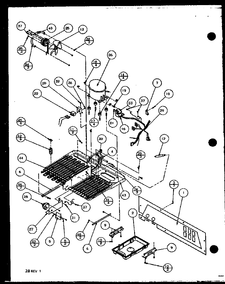 MACHINE COMPARTMENT TECUMSEH COMPRESSOR Diagram and Parts List for SZD25ML P1121007W L Amana Refrigerator