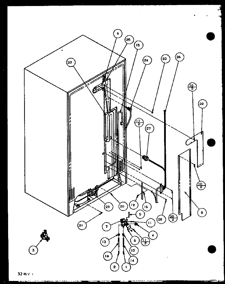 CABINET BACK Diagram and Parts List for SZD20ML P1120202W L Amana Refrigerator