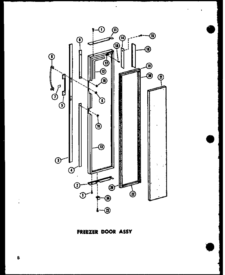 FZ DOOR ASSY Diagram and Parts List for SD19W P6034036W Amana Refrigerator