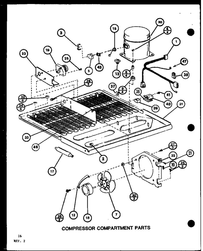 Compressor Compartment Parts 1 Diagram and Parts List for IC3K-P7621310W-BM  Amana Refrigerator