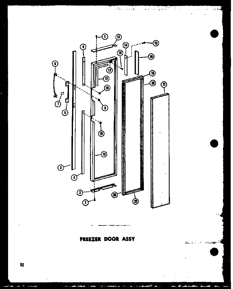 FZ DOOR ASSY Diagram and Parts List for SD19W P6034070W Amana Refrigerator