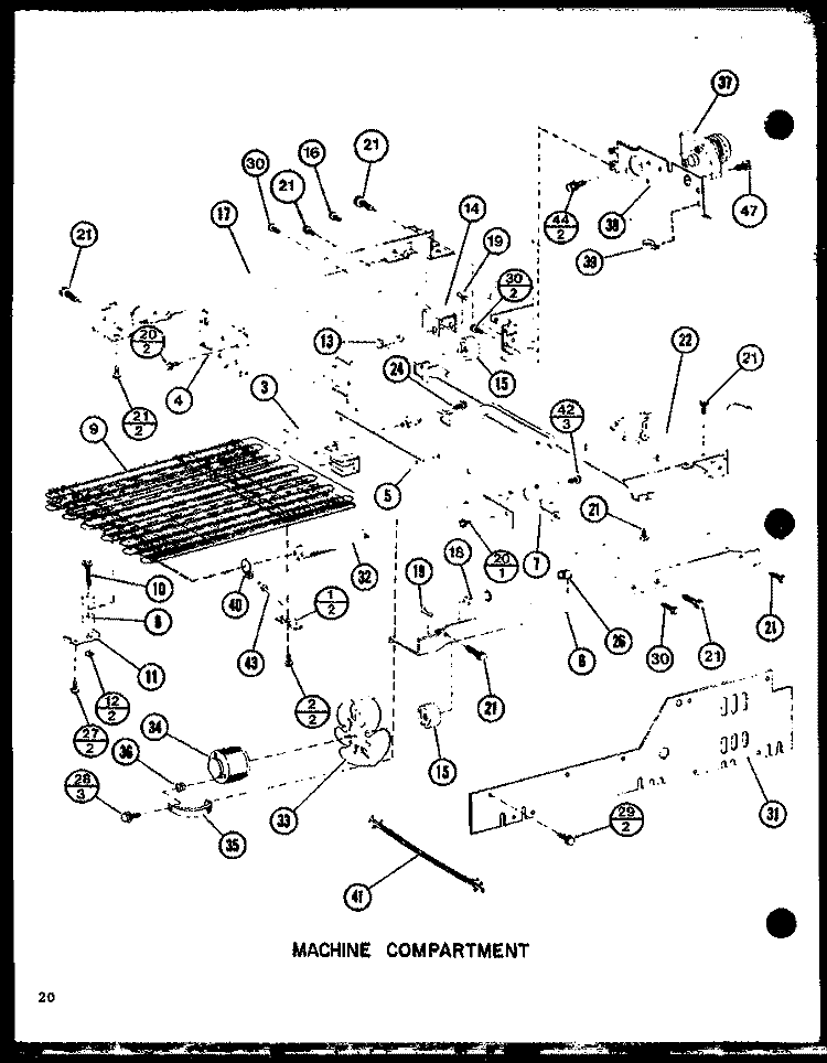 MACHINE COMPARTMENT Diagram and Parts List for 2599IW P7731404W Amana Refrigerator