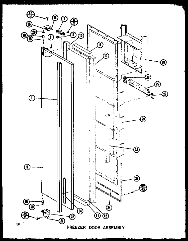 FZ DOOR ASSY Diagram and Parts List for IMP2800A P7731401W Amana Refrigerator