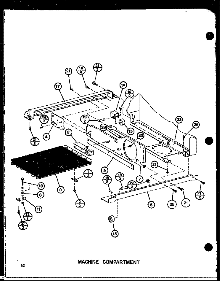 MACHINE COMPARTMENT Diagram and Parts List for IMP2800A P7731401W Amana Refrigerator