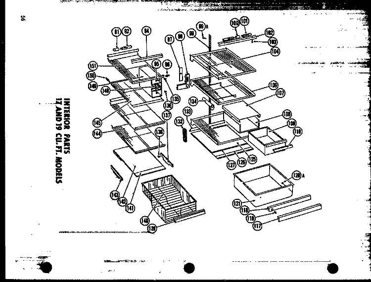 INTERIOR PARTS 17 AND 19 CU. FT. MODELS Diagram and Parts List for SD19G  Amana Refrigerator