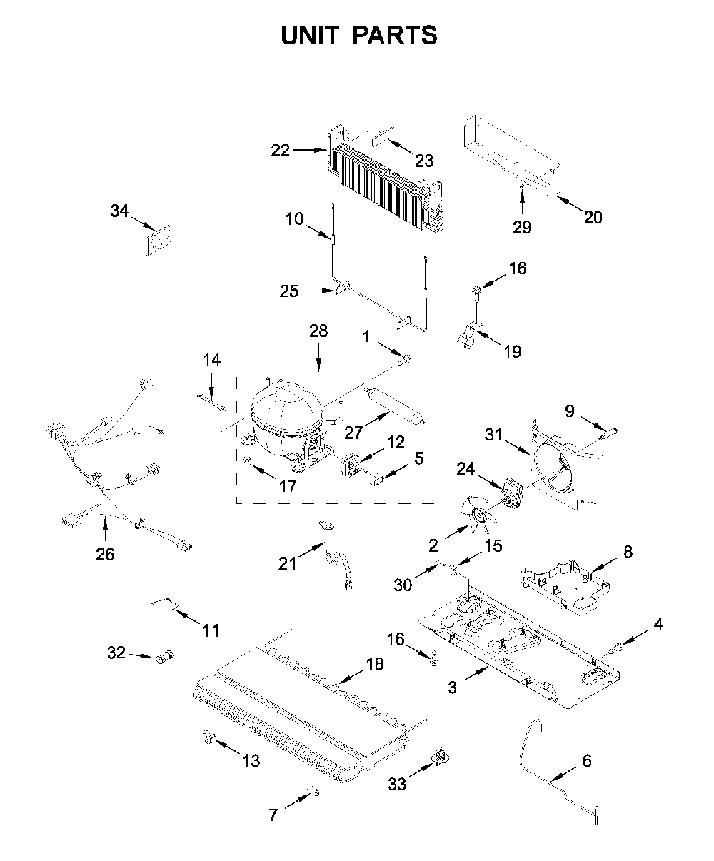 Unit parts Diagram and Parts List for MFI2570FEZ08  Maytag Refrigerator