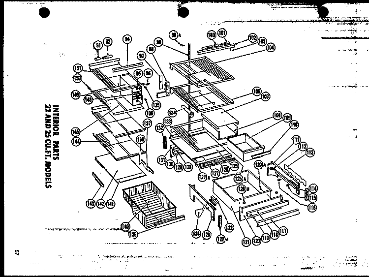 INTERIOR PARTS 22 AND 25 CU. FT. MODELS Diagram and Parts List for SD22G  Amana Refrigerator