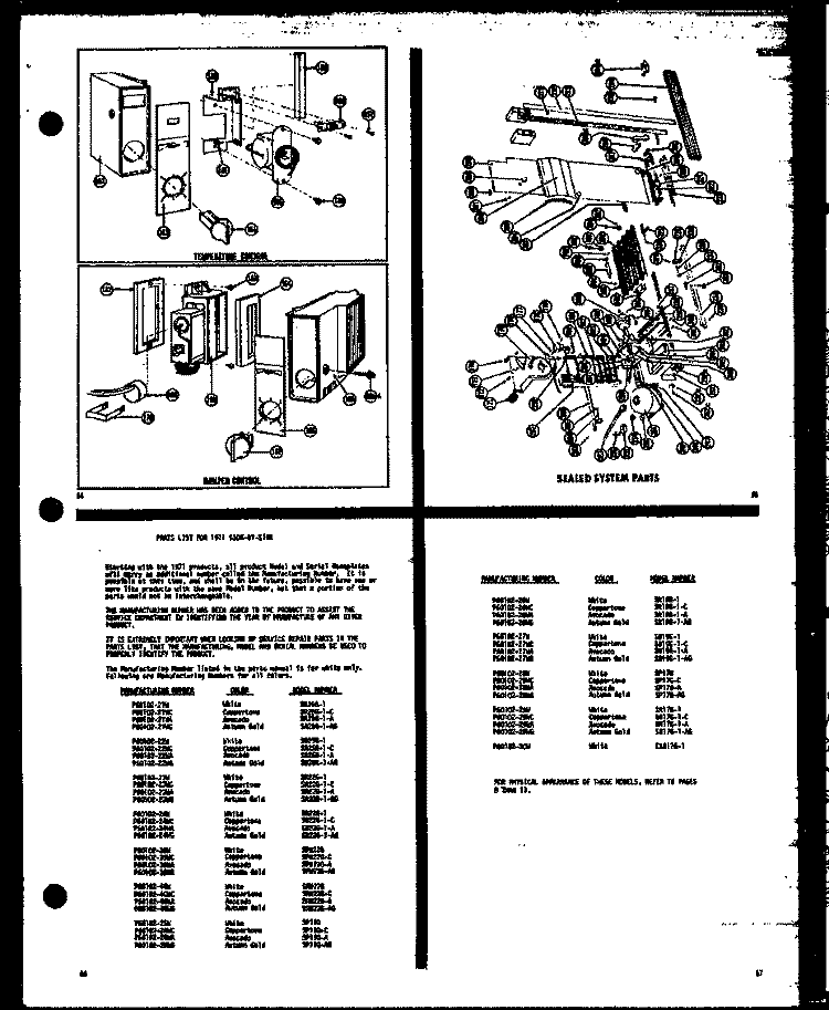 TEMPERATURE CONTROL / DAMPER CONTROL Diagram and Parts List for SRN22G-A P6010240W A Amana Refrigerator