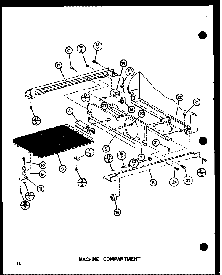 MACHINE COMPARTMENT Diagram and Parts List for SLI22G P7745507W Amana Refrigerator