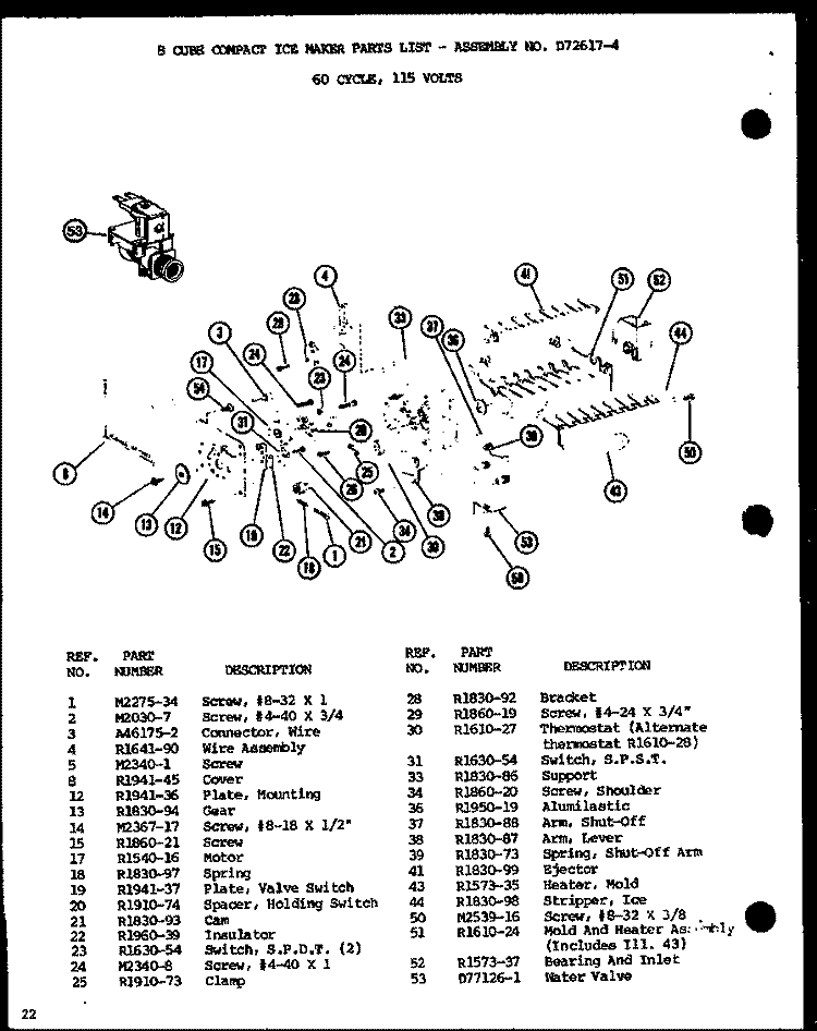 8 CUBE COMPACT ICE MAKER Diagram and Parts List for SL22G P7745508W Amana Refrigerator