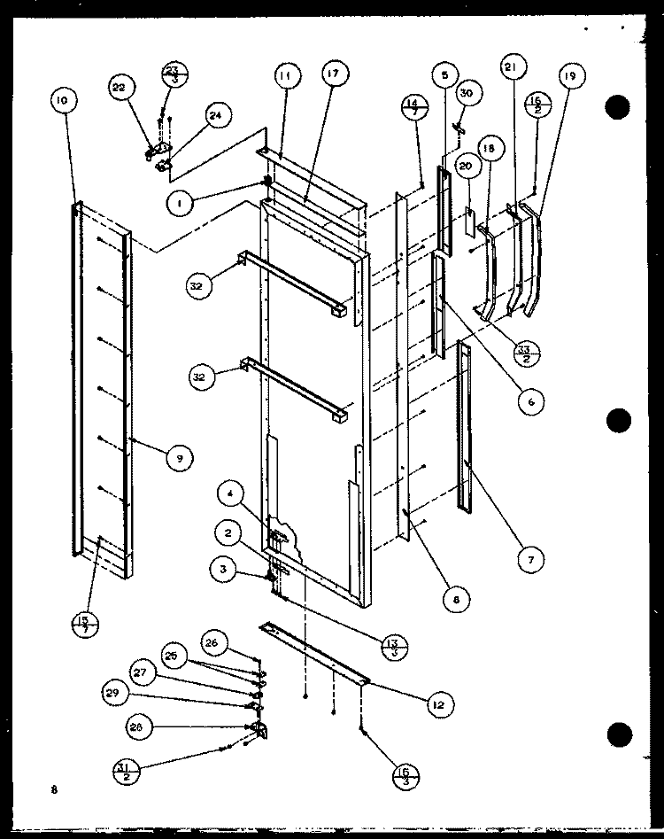 REF DOOR HINGE AND TRIM PARTS Diagram and Parts List for SX25H P7836005W Amana Refrigerator