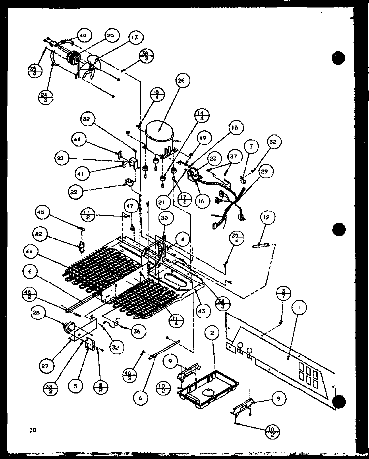 MACHINE COMPARTMENT Diagram and Parts List for SX25H P7836005W Amana Refrigerator