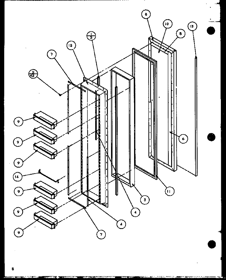 FZ DOOR Diagram and Parts List for SC19H P7804504W Amana Refrigerator