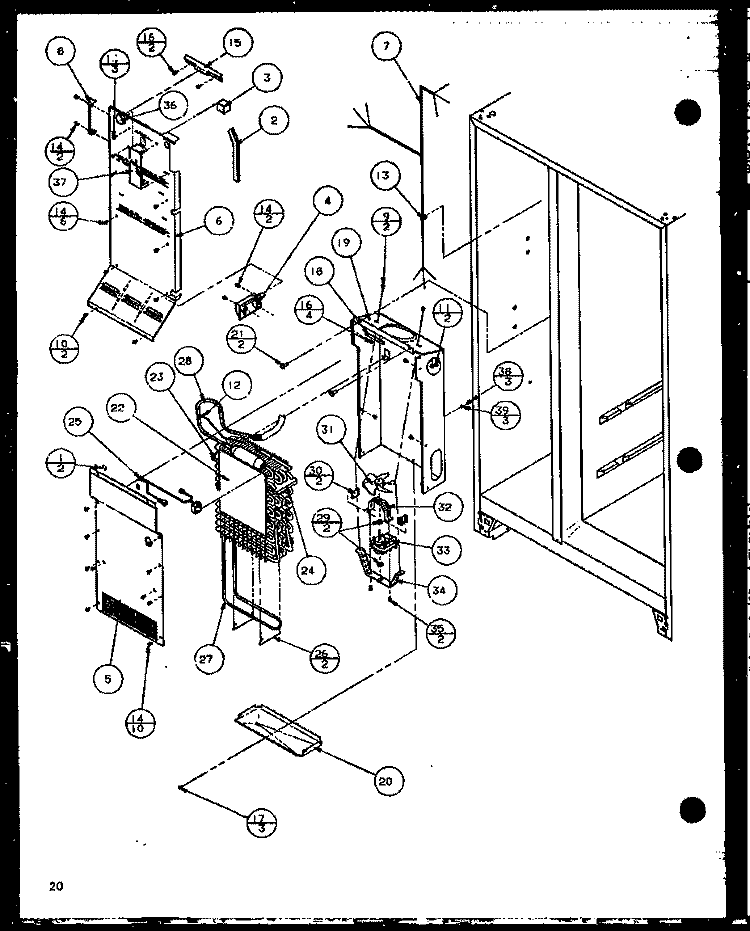 EVAP AND AIR HANDLING Diagram and Parts List for SC19H P7804504W Amana Refrigerator