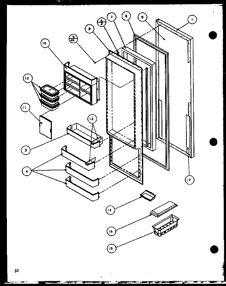 REF DOOR Diagram and Parts List for SC22H P7836014W Amana Refrigerator