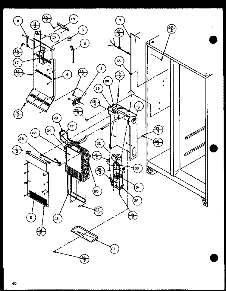 EVAP AND AIR HANDLING Diagram and Parts List for SC22H P7836014W Amana Refrigerator