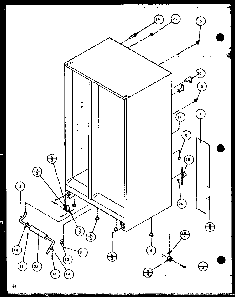 ROLLERS AND BACK UNIT Diagram and Parts List for SC22H P7836014W Amana Refrigerator