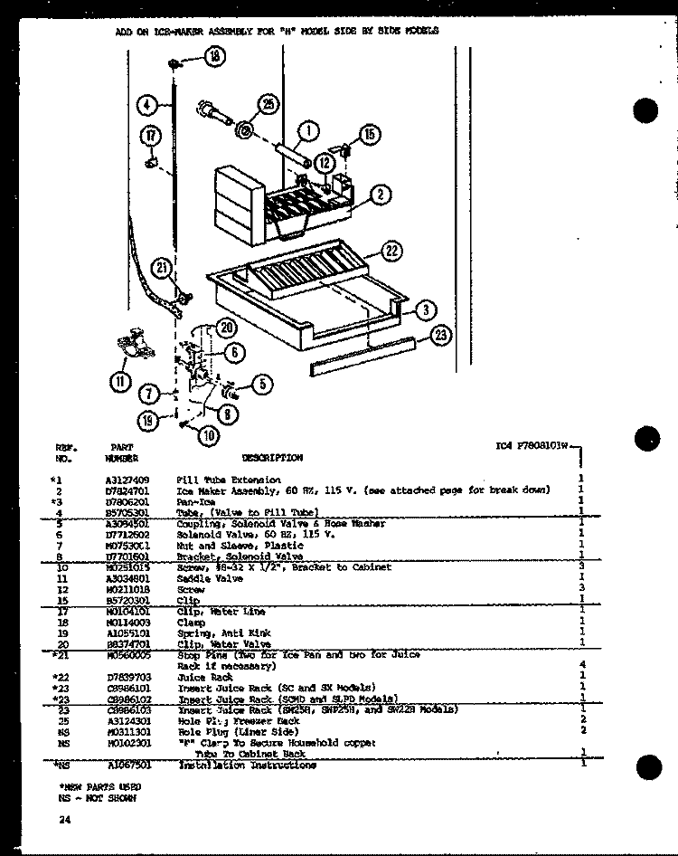 Page 11 Diagram and Parts List for SL25H P7836008W Amana Refrigerator