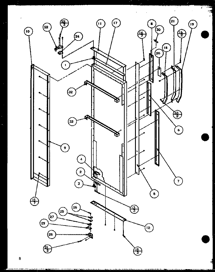 REF DOOR HINGE AND TRIM PARTS Diagram and Parts List for SWP25H P7836037W Amana Refrigerator