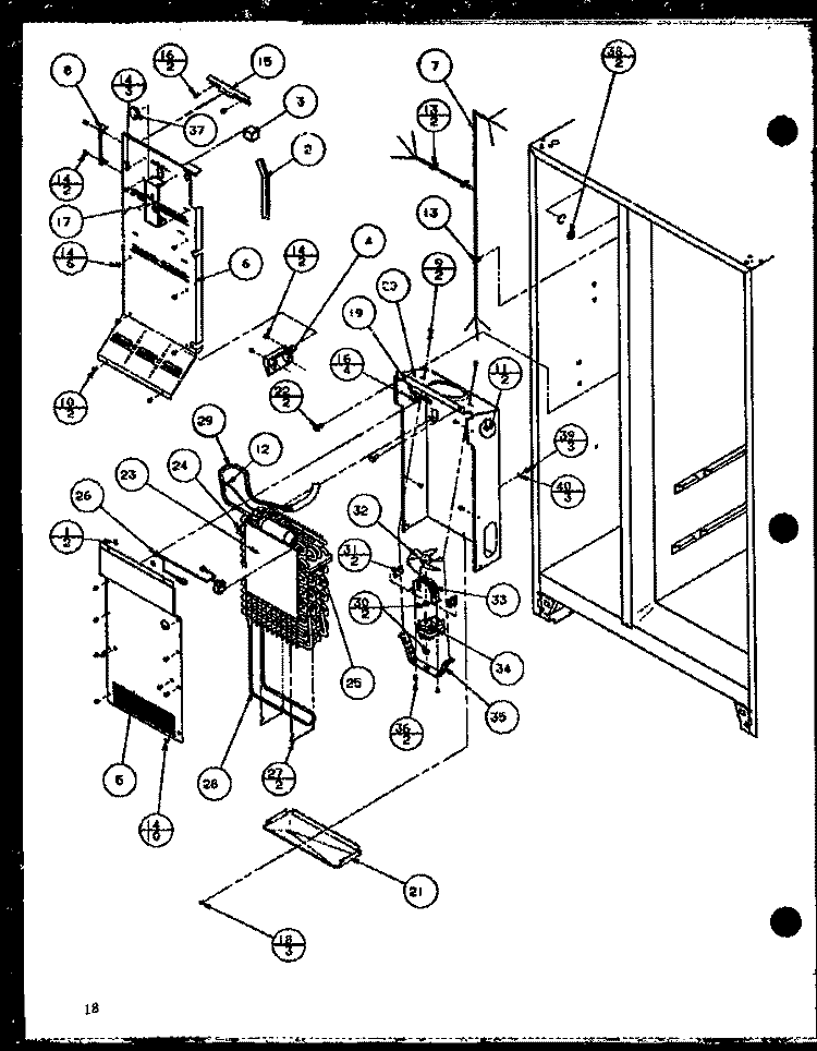 FZ EVAP AND AIR HANDLING Diagram and Parts List for SWP25H P7836037W Amana Refrigerator