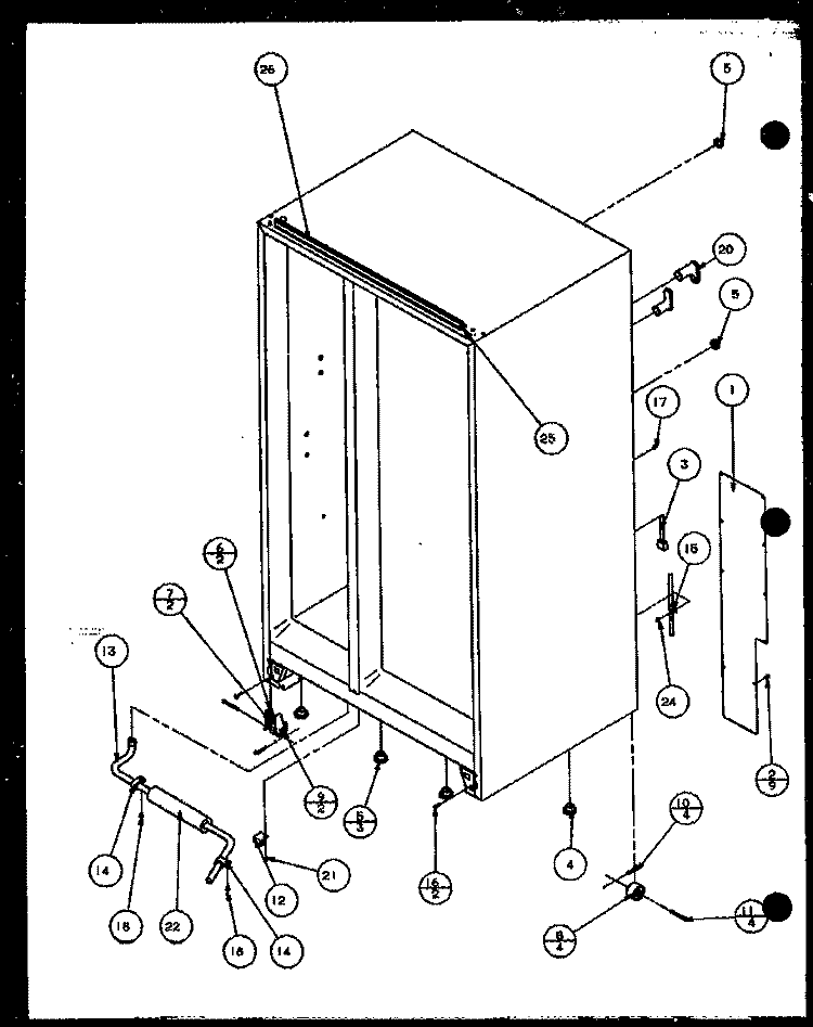 ROLLERS AND BACK UNIT Diagram and Parts List for SCTI20H P7836030W Amana Refrigerator