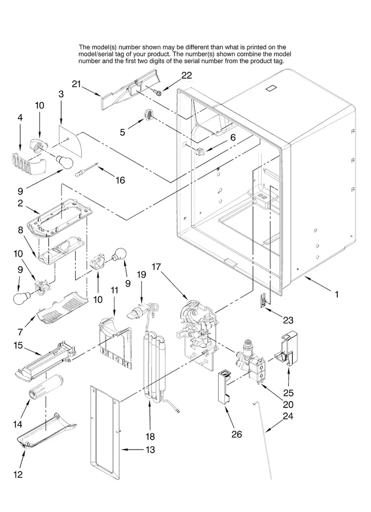 Refrigerator Liner Parts Diagram and Parts List for AFI2538AES13  Amana Refrigerator