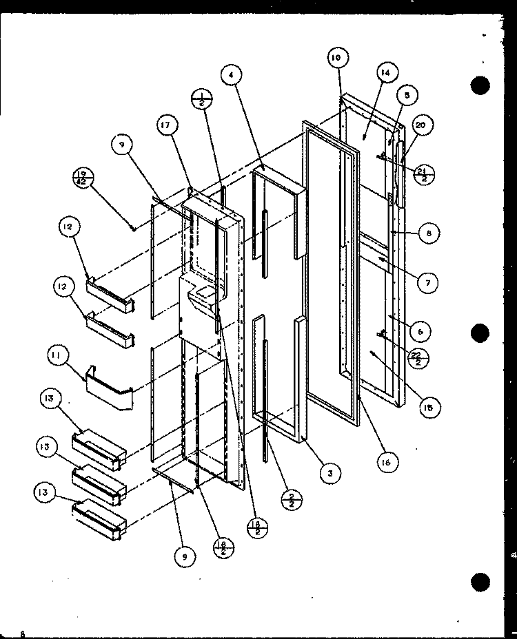 FZ DOOR Diagram and Parts List for SCD19H P7804503W Amana Refrigerator