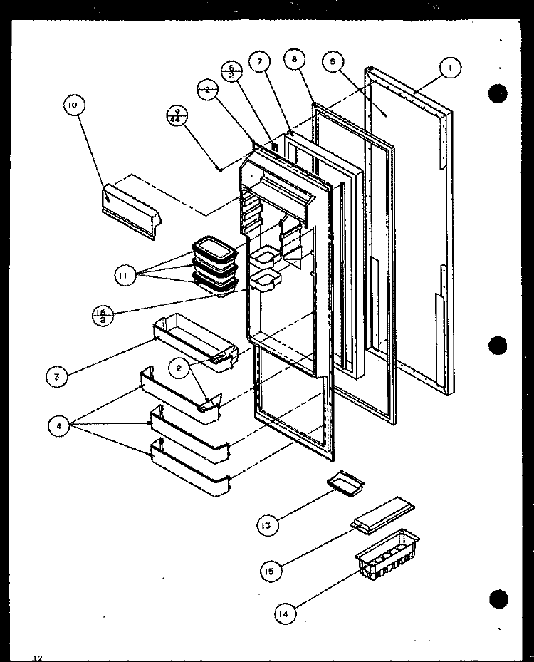 REF DOOR Diagram and Parts List for SCD19H P7804503W Amana Refrigerator