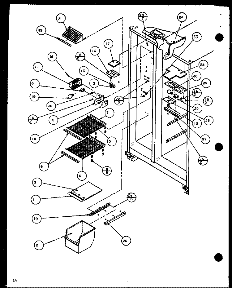 FZ SHELVING AND REF LIGHT Diagram and Parts List for SCD19H P7804503W Amana Refrigerator