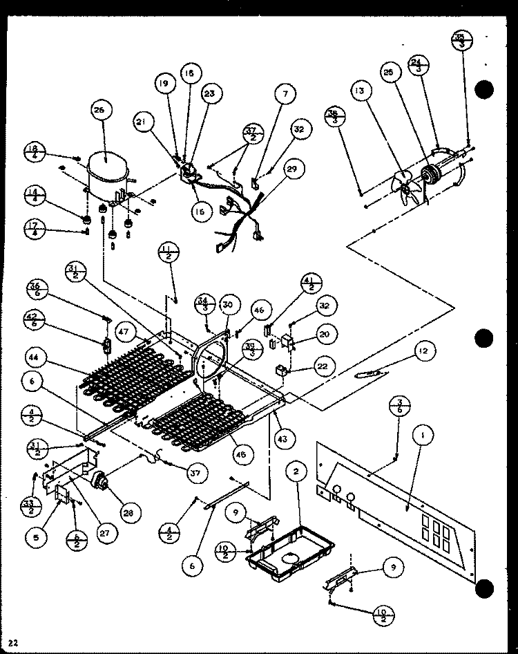 MACHINE COMPARTMENT Diagram and Parts List for SCD19H P7804503W Amana Refrigerator