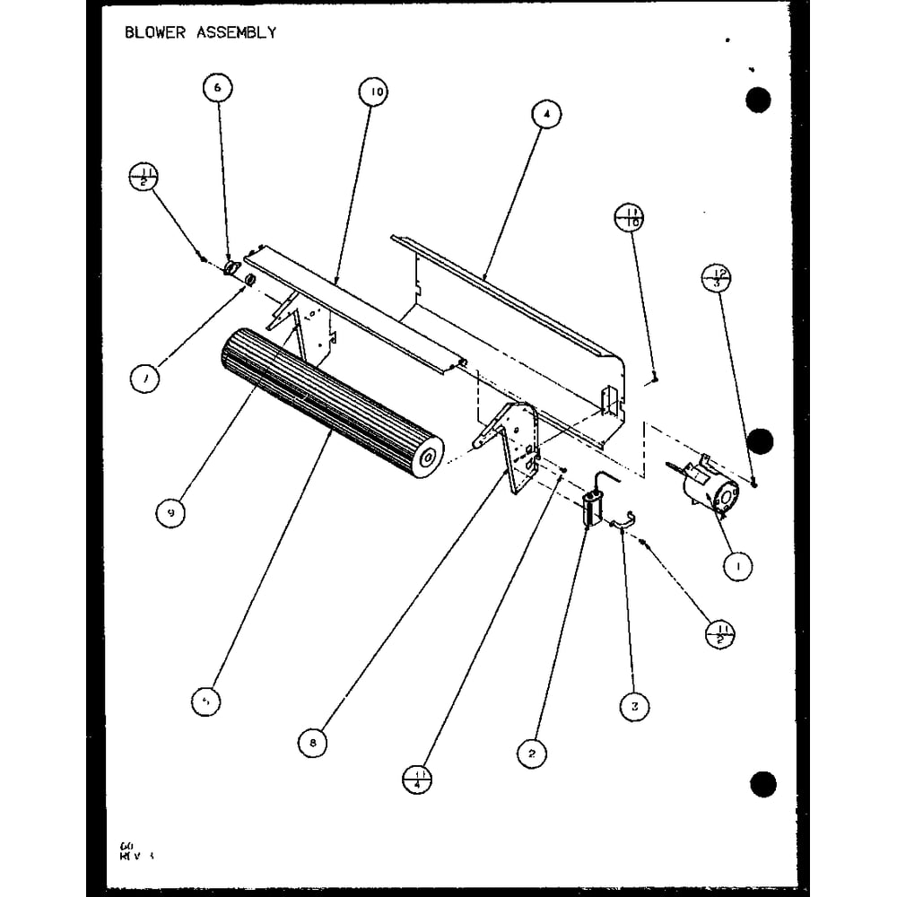 Blower Assembly 1 Diagram and Parts List for PTH12400ER P9872129R Amana Air Conditioner