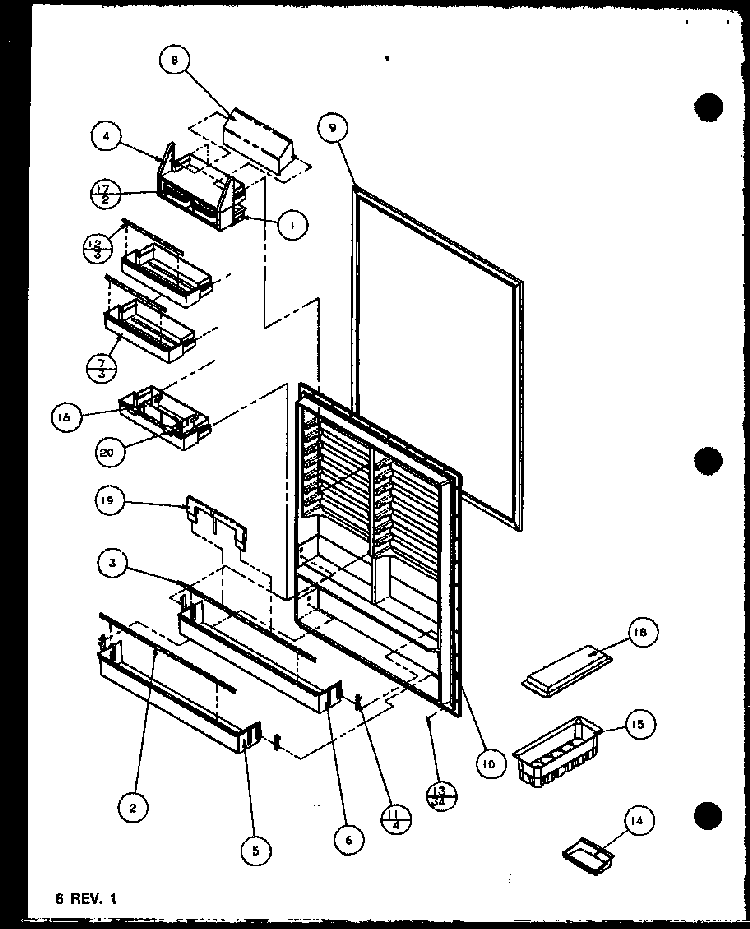 Refrigerator Door Diagram and Parts List for BZ22QL-P1153001WL  Amana Refrigerator