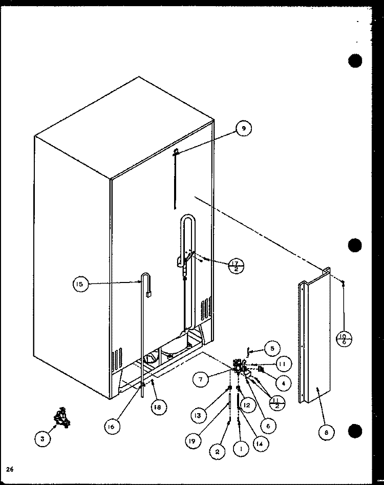 CABINET BACK Diagram and Parts List for SCD19H P7804503W Amana Refrigerator