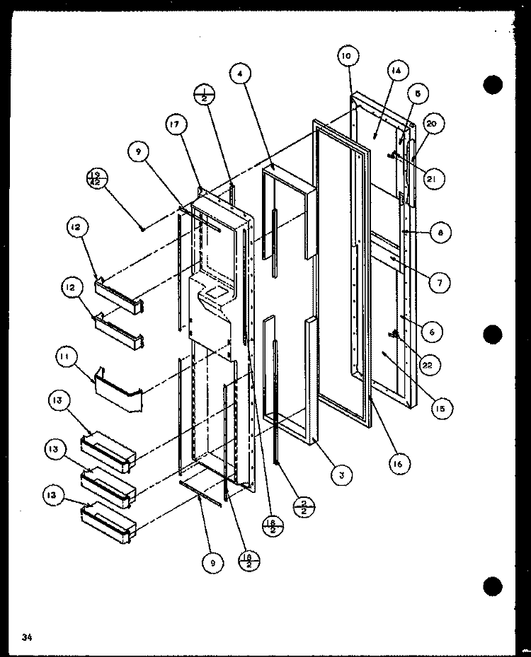 FZ DOOR Diagram and Parts List for SCDT22H P7836011W Amana Refrigerator